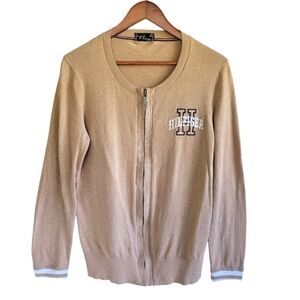 Agnes B Homme Hilfiger Collab Full Zip Cardigan Sweater Camel Womens Large